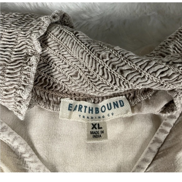 Earthbound Women’s Size XL  Beige Mineral Wash  LS Top Smocked Lightweight Boho - Picture 3 of 8